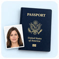 A passport with a printed China visa photo