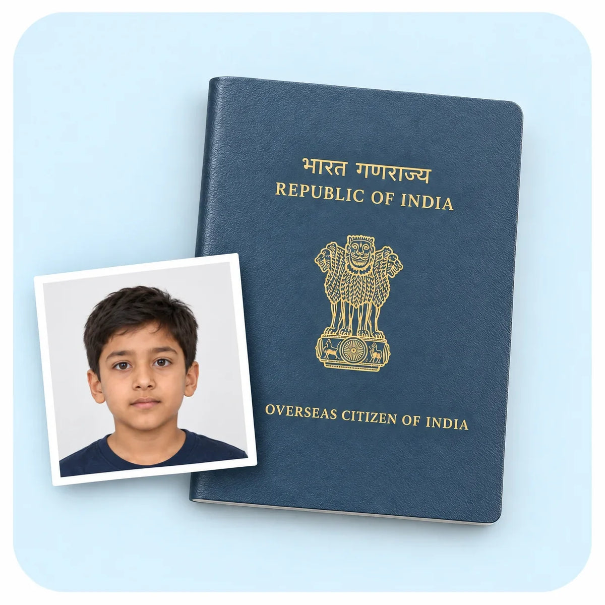 An OCI booklet with a printed square photo