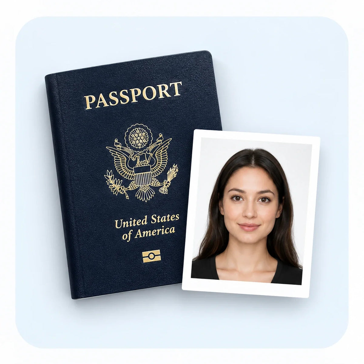 A US passport renewal photo