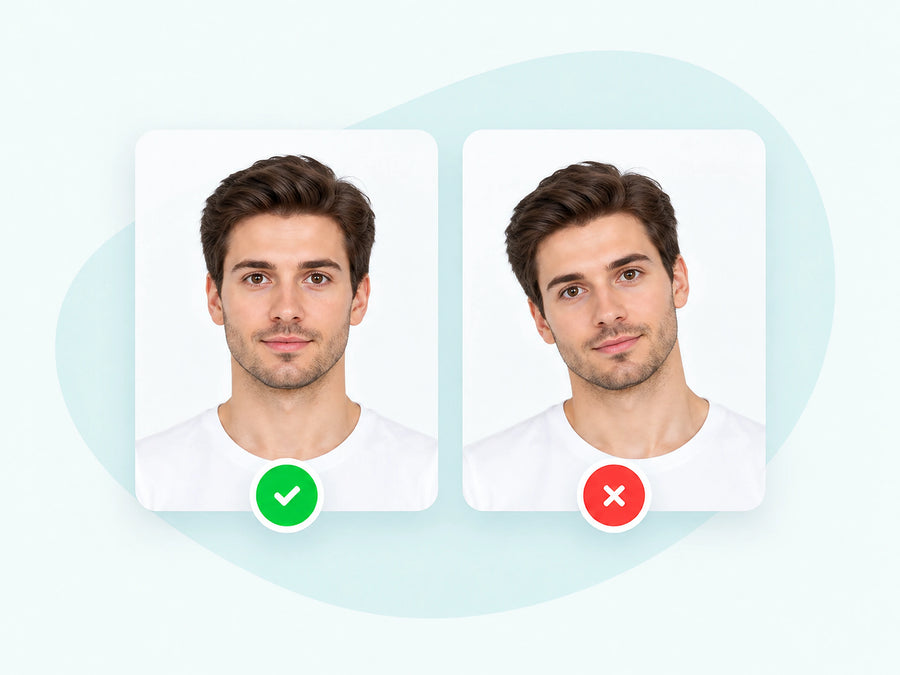 Two photos side by side, one facing the camera squarely and one turned away